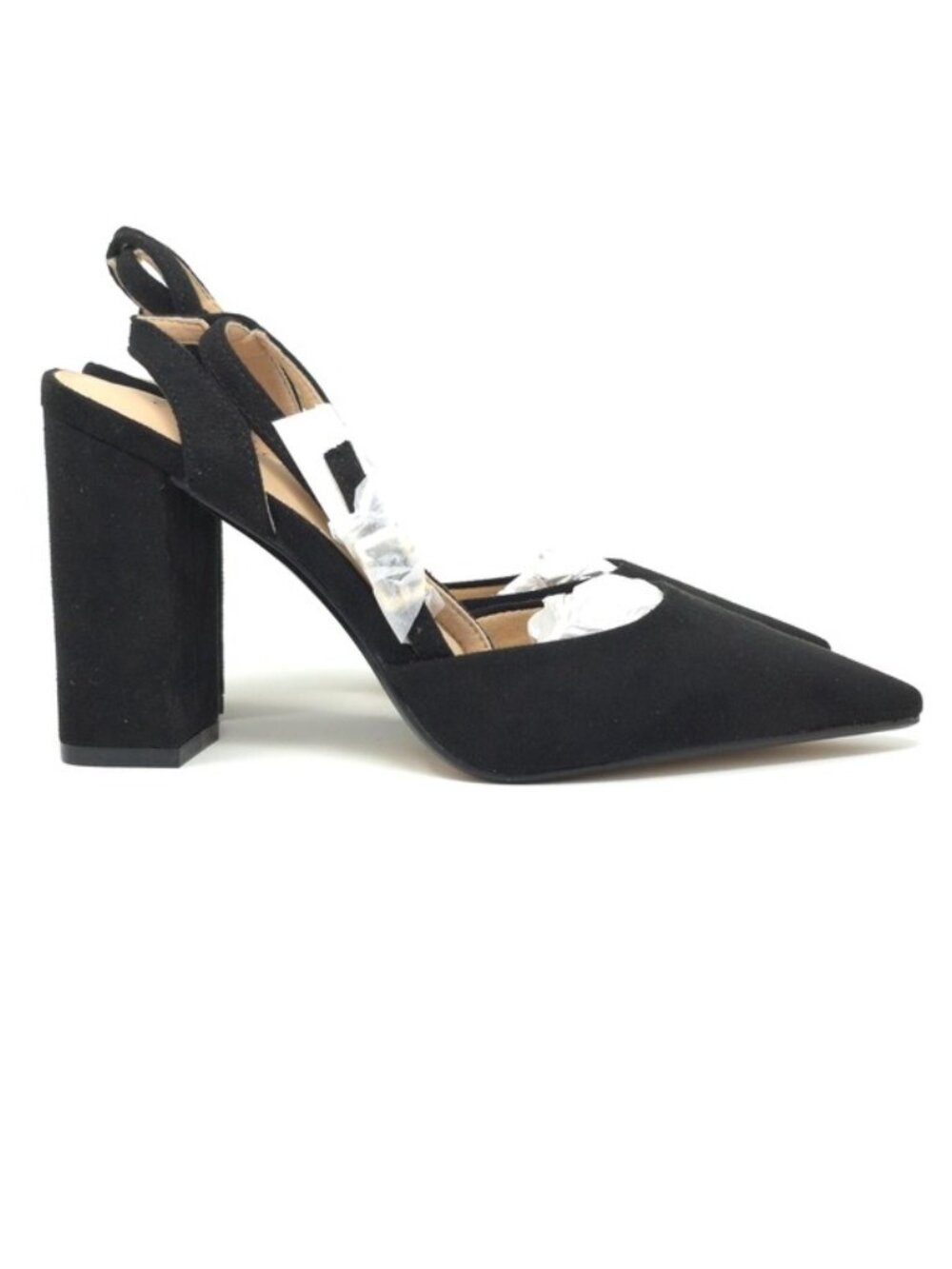 Journee Tyyra Black Vegan Suede Block Heel Pumps Wide US 6 - Picture 4 of 10
